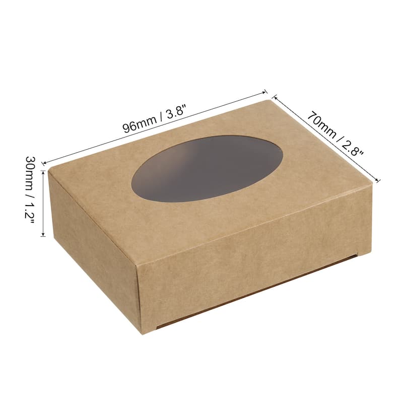 4"x3"x1" Paper Soap Box with Window, 30 Pack Soap Boxes Oval - Brown