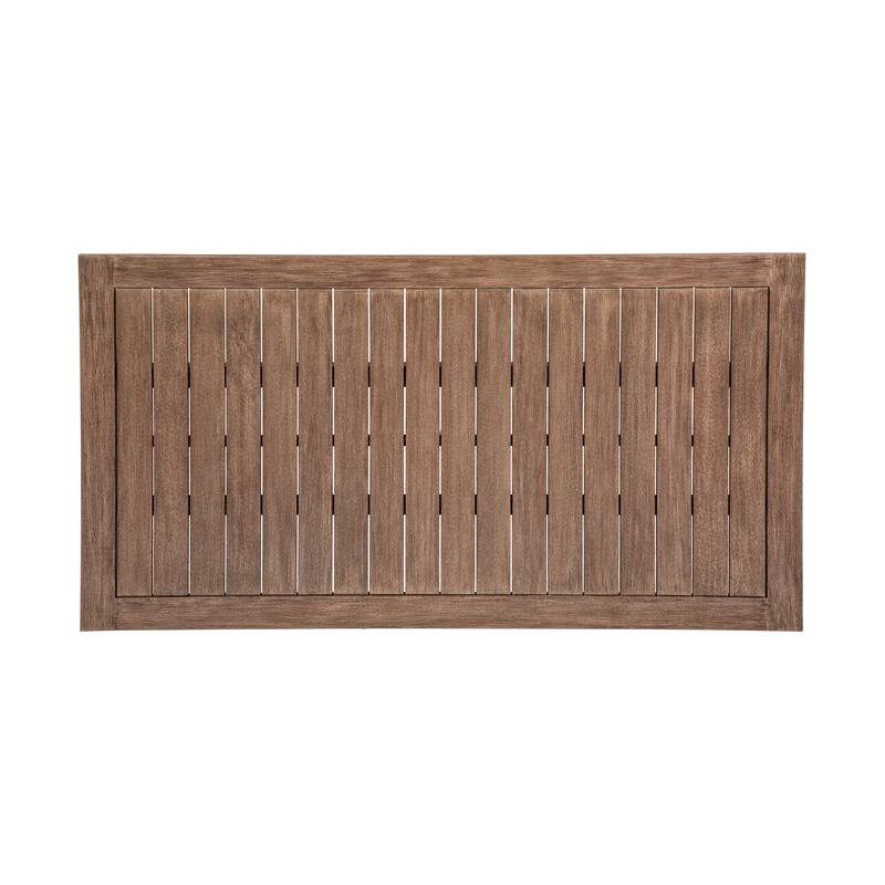 Orbit Indoor Outdoor Patio Dining Table in Weathered Eucalyptus Wood