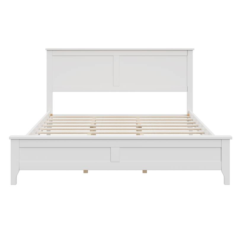 Classic Antique Platform Bed, Solid Pine Bed Frame with Headboard, Sturdy Wooden Slats Support, No Box Spring Needed