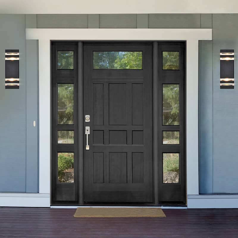 2- Light Modern Matte Black Dimmable 12.2 '' Outdoor Wall Sconce - 4.3 In. W X 12.2 In. H