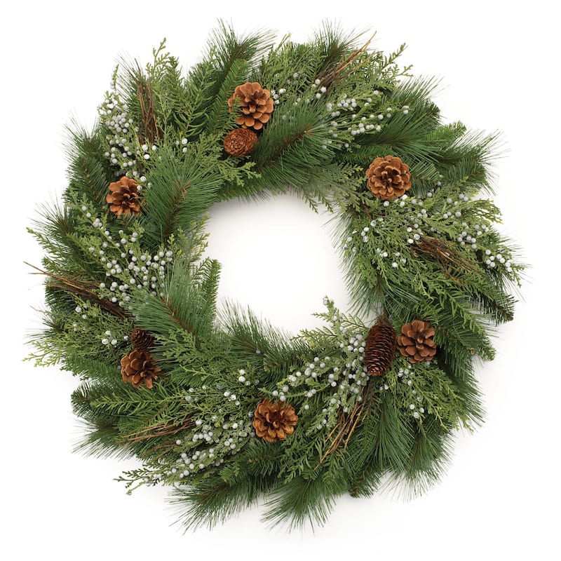 Mixed Pine Juniper and Pincone Wreath 30"D - 30x30x8.5