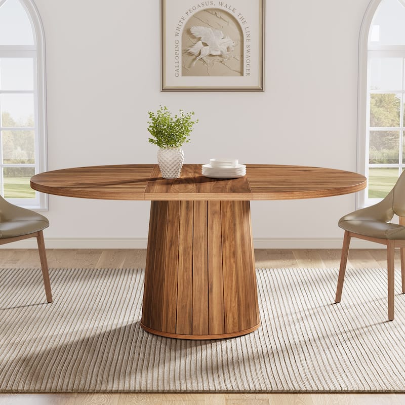 Rustic 55" Wood Dining Table Seats for 4-6 People, Kitchen Table for Dinning Room and Kitchen