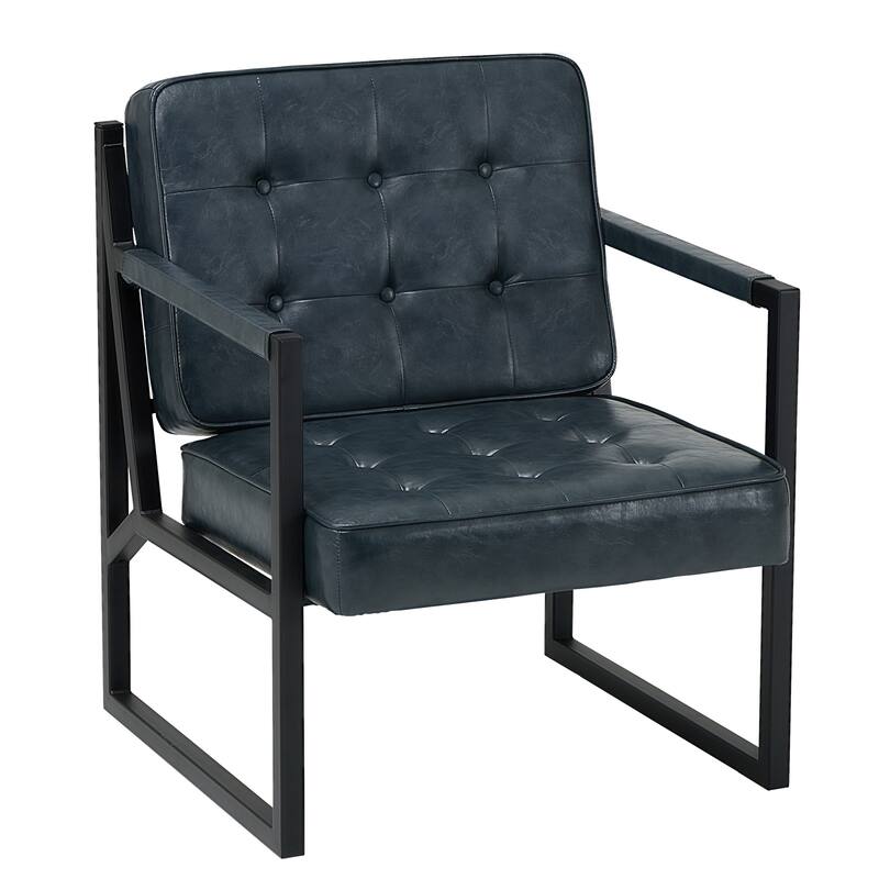 Leather Accent Chair, Accent Arm Chair Comfy Armchair with Metal Legs - Set of 1
