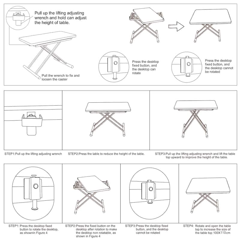 GDFStudio Tharion Wood Lift Table with Multifunctional Adjustable Design