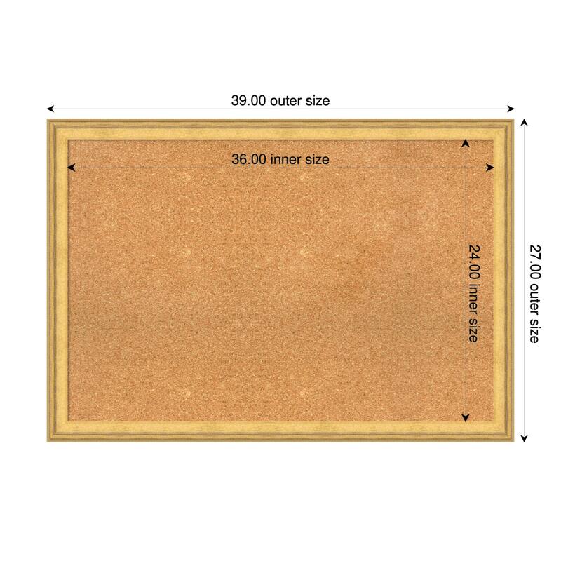 Owen Gold Wood Framed Cork Board - Bulletin Board, Organization Board, Pin Board - Natural - 39 x 27 in