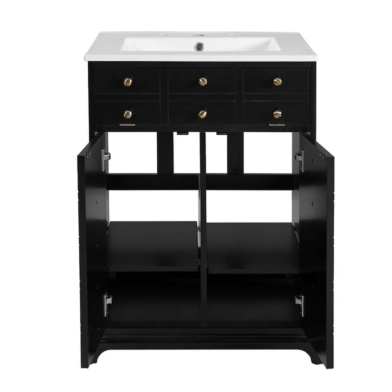 24"Freestanding Bathroom Vanity with Ceramic Sink