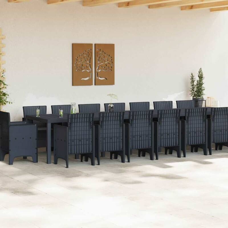 vidaXL Garden Dining Set 15/17 pcs Anthracite/Brown Polt rattan - 400 x 100 x 73 cm