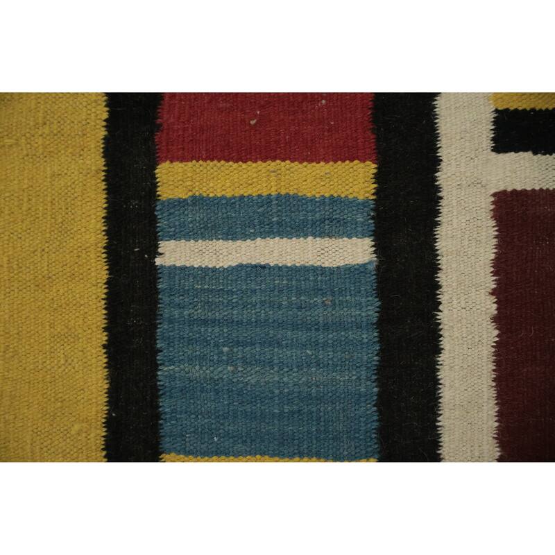 Hand Woven Oriental 100% Wool Carpet Southwestern Modern Multi-Colored Kilim Area Rug - 11' 8'' X 8' 10''