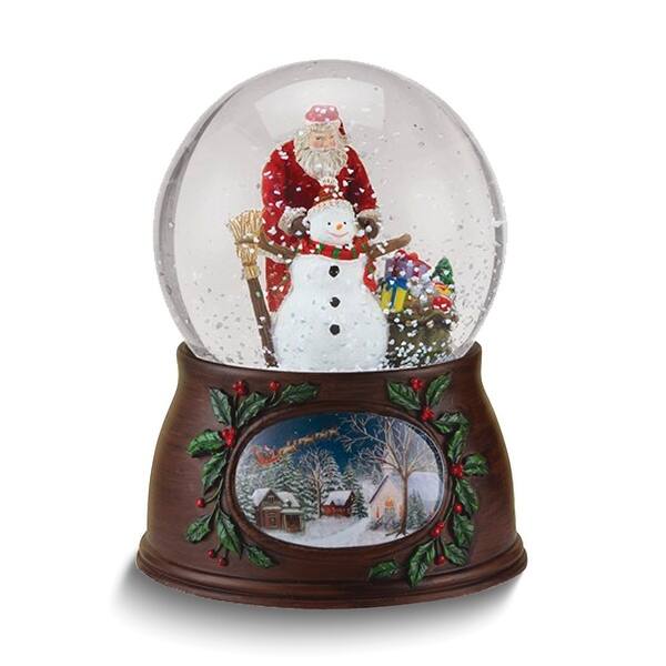 Santa and Snowman Glitter 4" Glass Dome Musical (Plays Have Yourself a ...