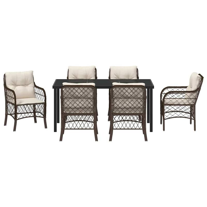vidaXL Garden Dining Set with Cushion Poly Rattan