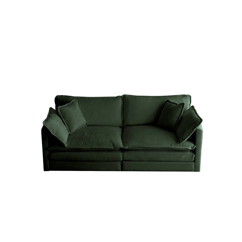 4-Seat Chenille Living Room Sofa Set (Two 2-Seater Sofas) with Solid Wood Frame & Modular Design
