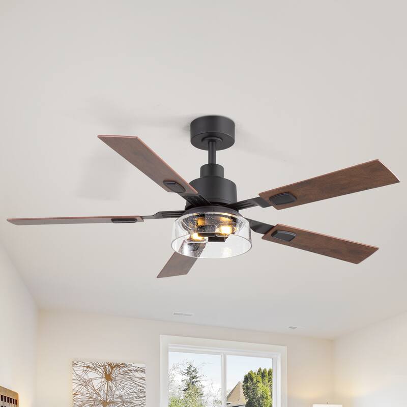 Industrial 52" Reversible 5-Blades Ceiling Fan with Remote and Light