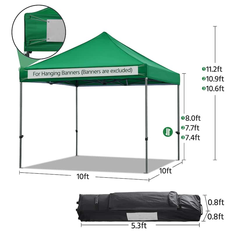 Yaheetech Adjustable Commercial Pop-up Canopy with Wheeled Carry Bag