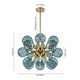 preview thumbnail 11 of 56, 18-Light Cluster Blue Glass Bubble Chandelier - 25in Wide Gold