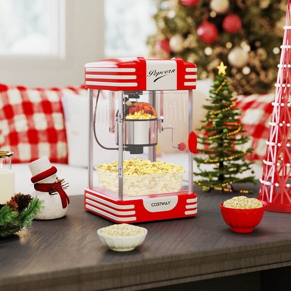 Costway 3-5 Minute Popping Time Popcorn Machine, Red - Bed Bath