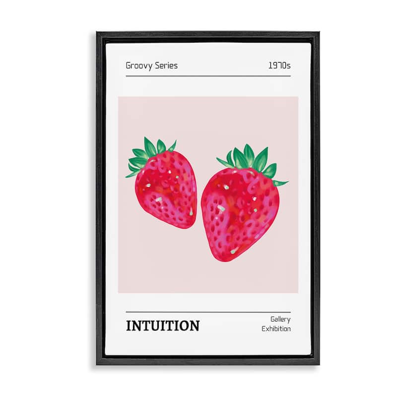 Stupell Intuition Phrase Strawberries Framed Floater Canvas Wall Art Design By LSR Design Studio - 17 x 25 - Black