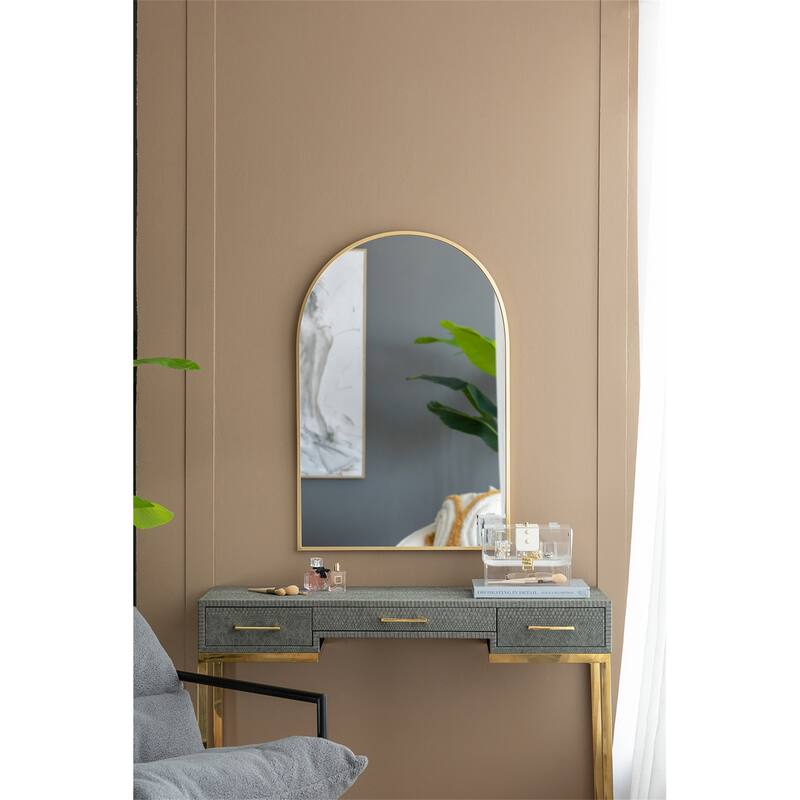 24" x 36" Arched Accent Mirror with Gold Metal Frame