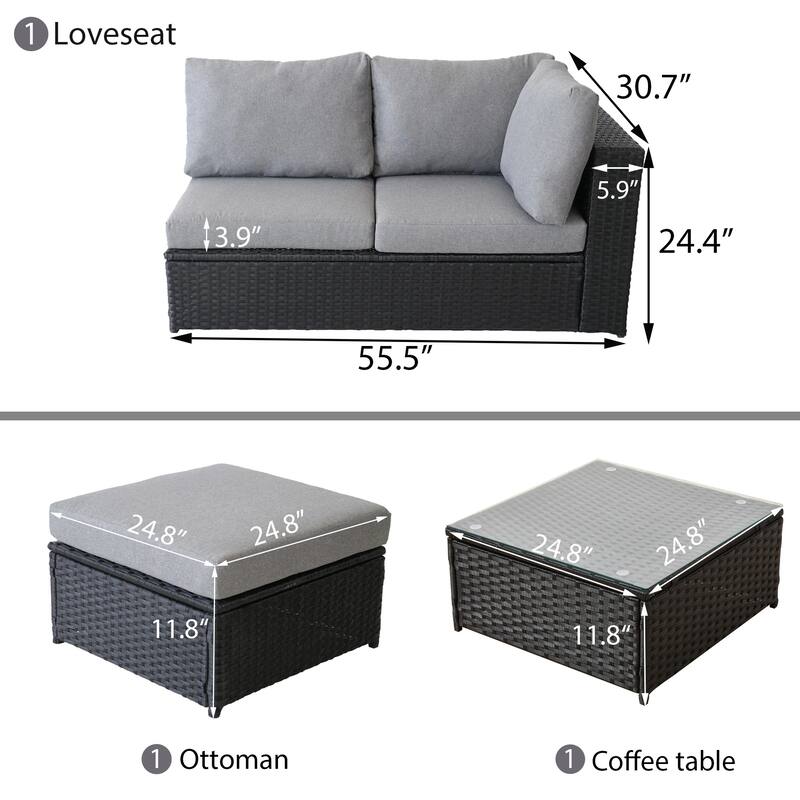 Wicker/Rattan 5 - Person Seating Group with Cushions