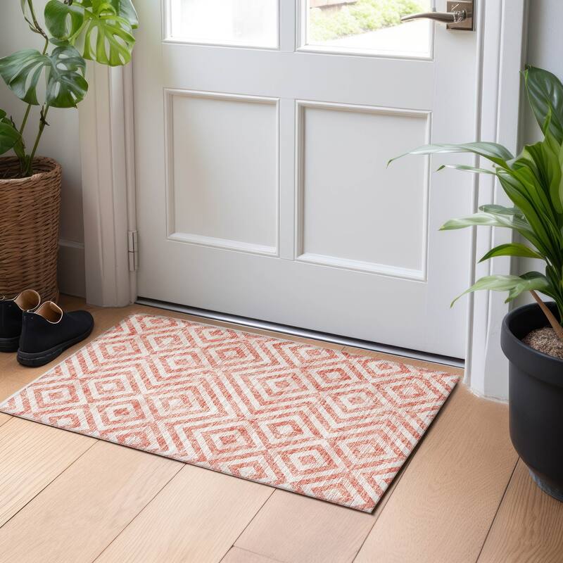 Premium Washable Super Soft Modern Geo Mayfield Rug - Salmon - 1' 8" x 2' 6" - Rectangle
