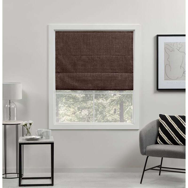 ATI Home Acadia Total Blackout Roman Shade - 27x64 - Chocolate