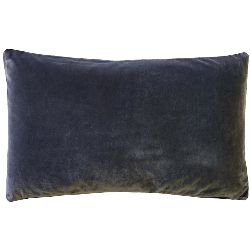 Pillow Decor Castello Soft Velvet Throw Pillows (3 Sizes, 18 Colors) - 12" x 19" - Feather Down - Graphite Grey