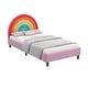 preview thumbnail 4 of 6, Rainbow Upholstered Twin Platform Bed, Princess Bed for Kids & Teens, Colorful & Pink