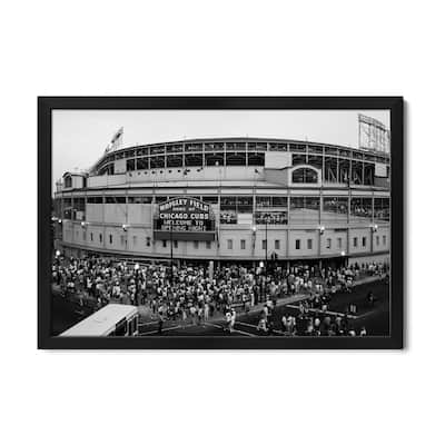 Wrigley Field In B&W, Chicago, Illinois, USA Premium Framed Poster by Panoramic Images