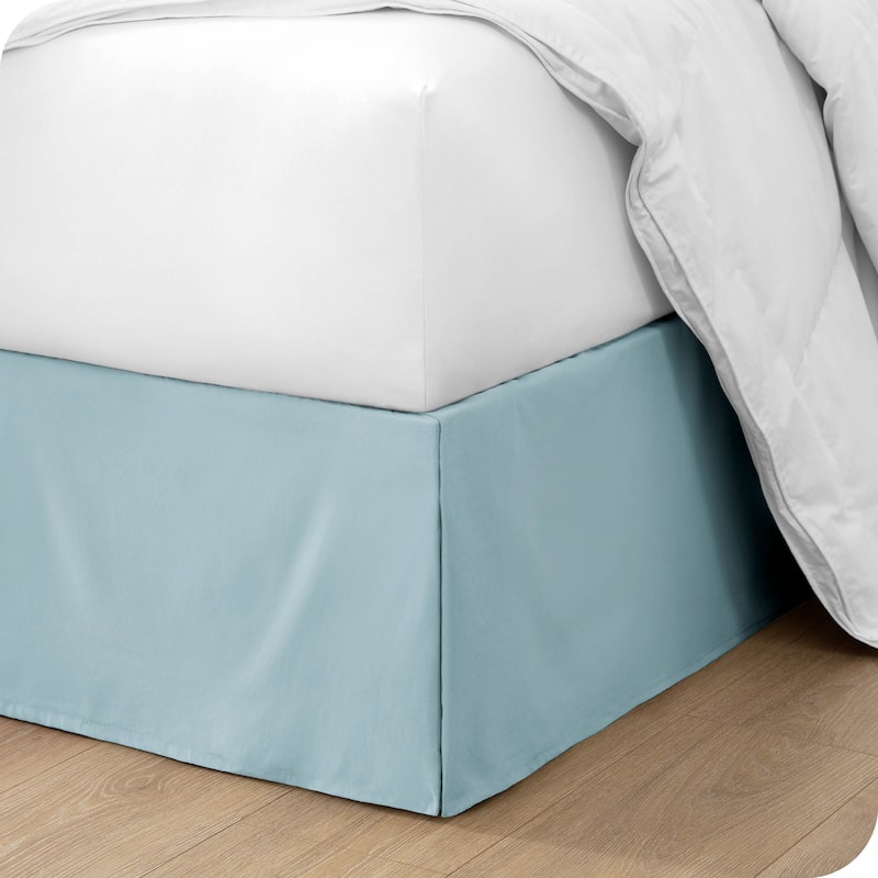 Bare Home Pleated Bed Skirt - 15-Inch Tailored Drop Easy Fit - Twin - Light Blue
