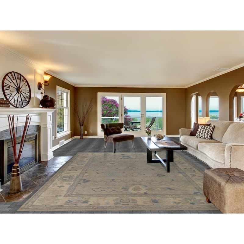 Grey Oushak Turkish Area Rug Vegetable Dye Handmade Wool Carpet - 8'9"x 11'8"