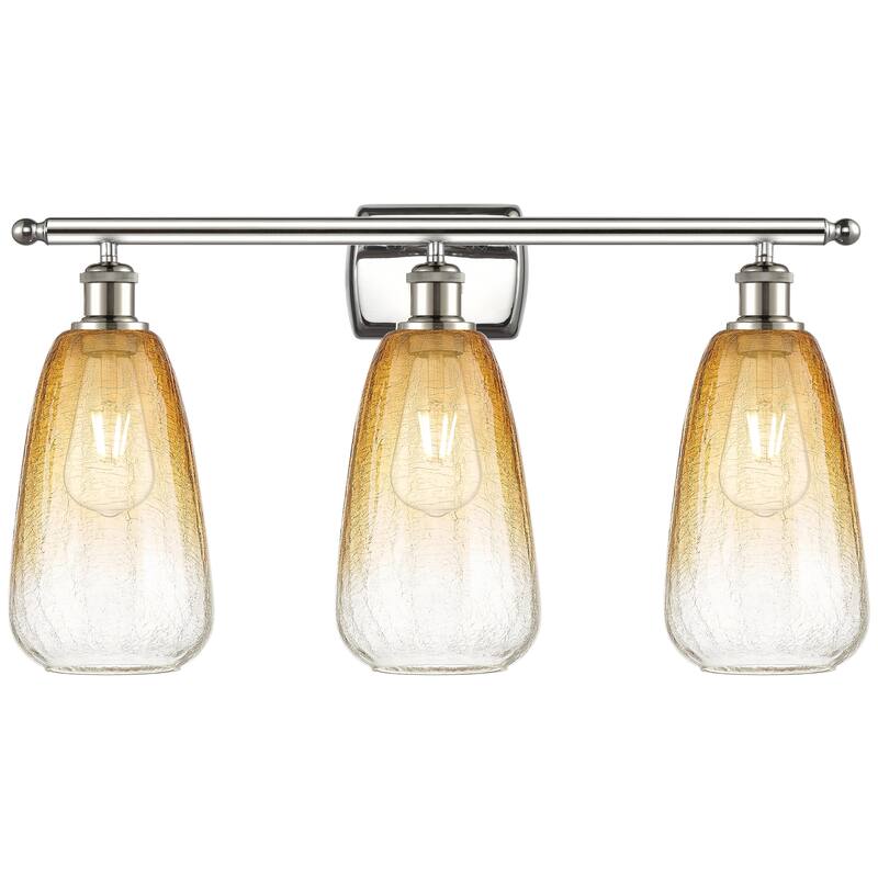 Innovations Lighting Endless Possibilities Ballston - Brookhaven Almond - 3 Light 26" Bath Vanity Light - Polished Nickel/Amber