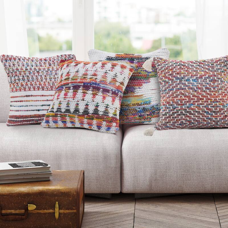 Sevita Dazzling Diamonds Chindi Throw Pillow with Tassels