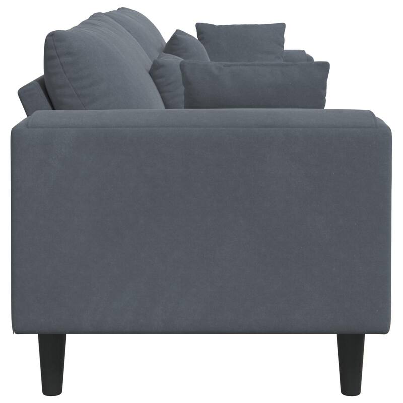 vidaXL Velvet Sofa with Cushion with Pillow Black/Dark Grey 208 cm Velvet