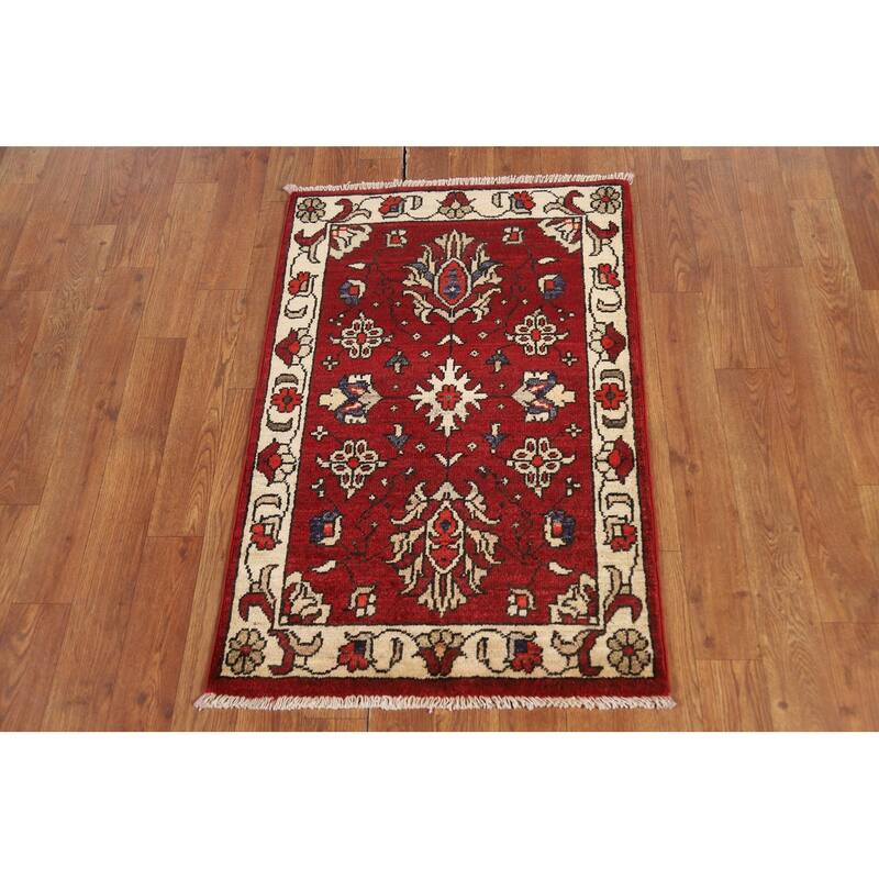 Red Kazak Oriental Foyer Rug Hand-Knotted Wool Carpet - 2'0" x 3'0"