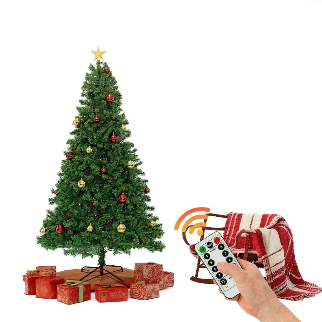 Artificial Christmas Tree, Hinged Artificial Pine, with Remote Control