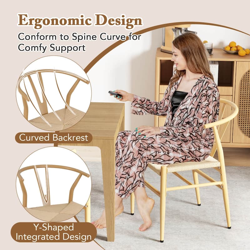 Costway Modern Dining Chair Set of 2/4 Weave Kitchen Armchairs with - See Details