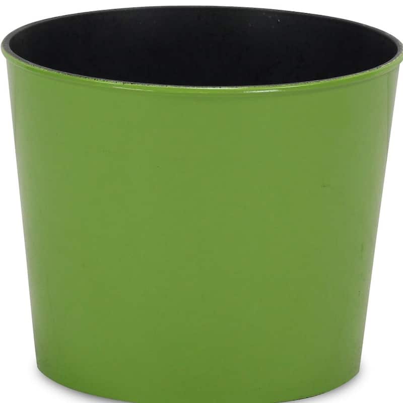 HomeRoots 7" Lime Green Recycled Plastic Indoor Outdoor Round Pot Planter