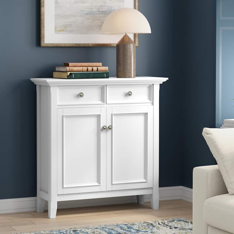 WYNDENHALL Halifax SOLID WOOD 36" Wide Transitional Entryway Storage Cabinet - 12"D x 36" W x 36"H - White