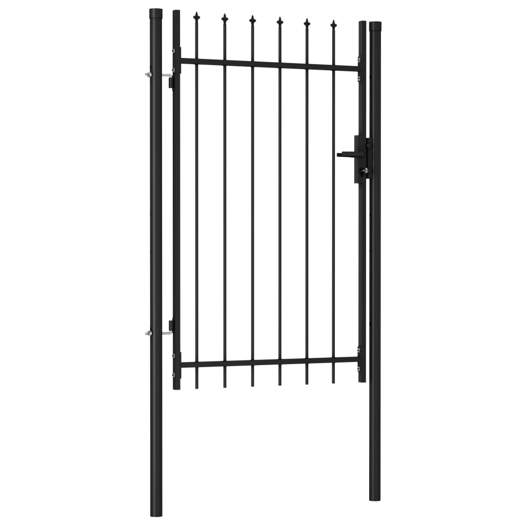vidaXL Fence Gate Single Door with Spike Top Steel 3.3'x4.9' Black