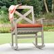 Cambridge Casual West Lake Solid Mahogany Outdoor Rocking Chair - Weathered Gray/Brick Cushion