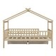 preview thumbnail 8 of 7, Natural Wooden Twin Bunk Bed Classic House-shape Bed w/ Drawers Unisex