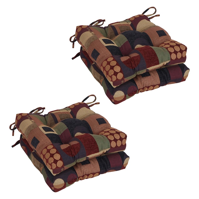 16-inch Square Jacquard Chenille Tufted Chair Cushions (Set of 2 or 4) - 16 x 16 - Kaleidoscope - Set of 4
