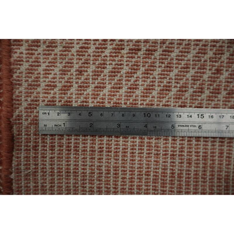 Hand Knotted Oriental 100% Wool Carpet Modern Geometric Oranges & Rust Contemporary Area Rug - 8' 1'' X 5' 0''