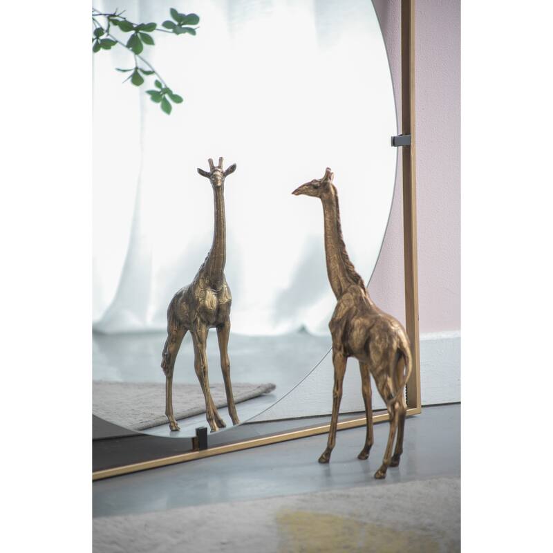 32x1x32" Poppy Mirror with Gold Metal Frame Contemporary Design for Bathroom, Entryway Wall Decor