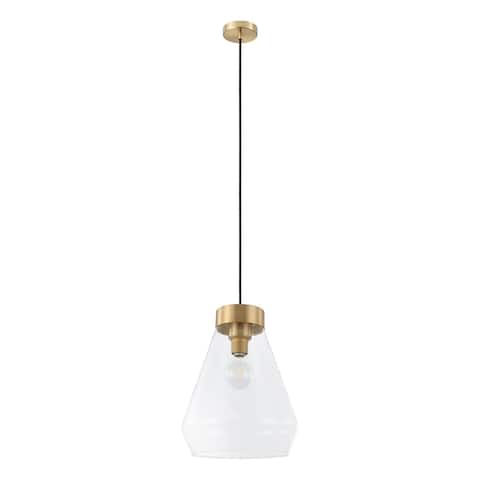 Eglo Montey 1-Light Brushed Gold Globe Pendant with Clear Glass