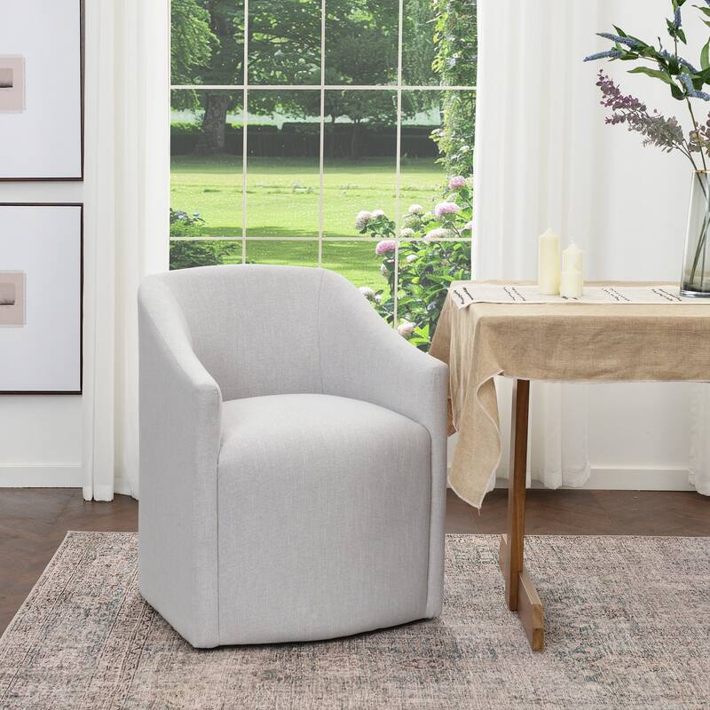 KINWELL 25" Performance Fabric Upholstered Rolling Dining Armchair