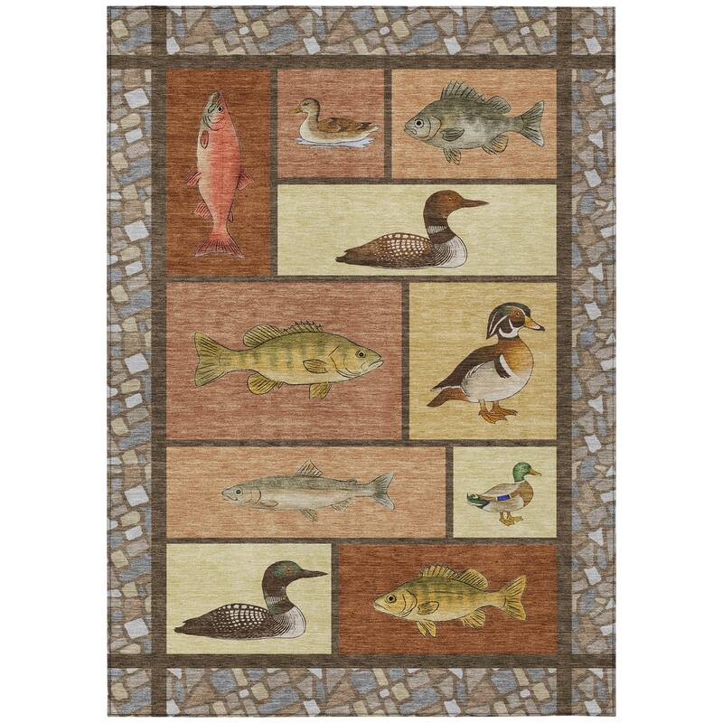 Machine Washable Indoor/ Outdoor Cabin Lodge Chantille Rug