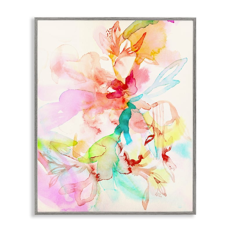 Stupell Abstract Watercolor Island Flowers Framed Giclee Art Design By Gemma Bardot - 11 x 14 - Grey