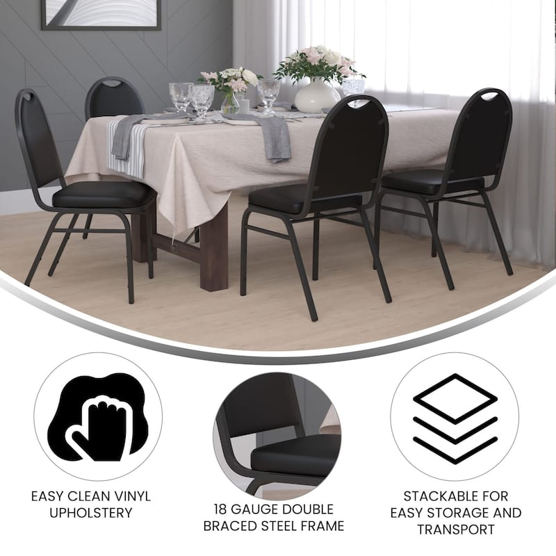 4PK Commercial Dome Back Stacking Banquet Chairs with Metal Frames