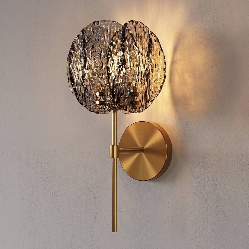 Iron Glass Mini 5.9"W Armed Sconce - N/A