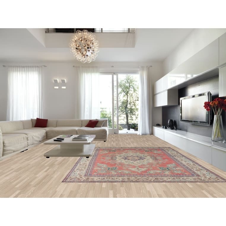 Distressed Tabriz Vintage Area Rug Handmade Wool Carpet - 9'8" x 12'8"
